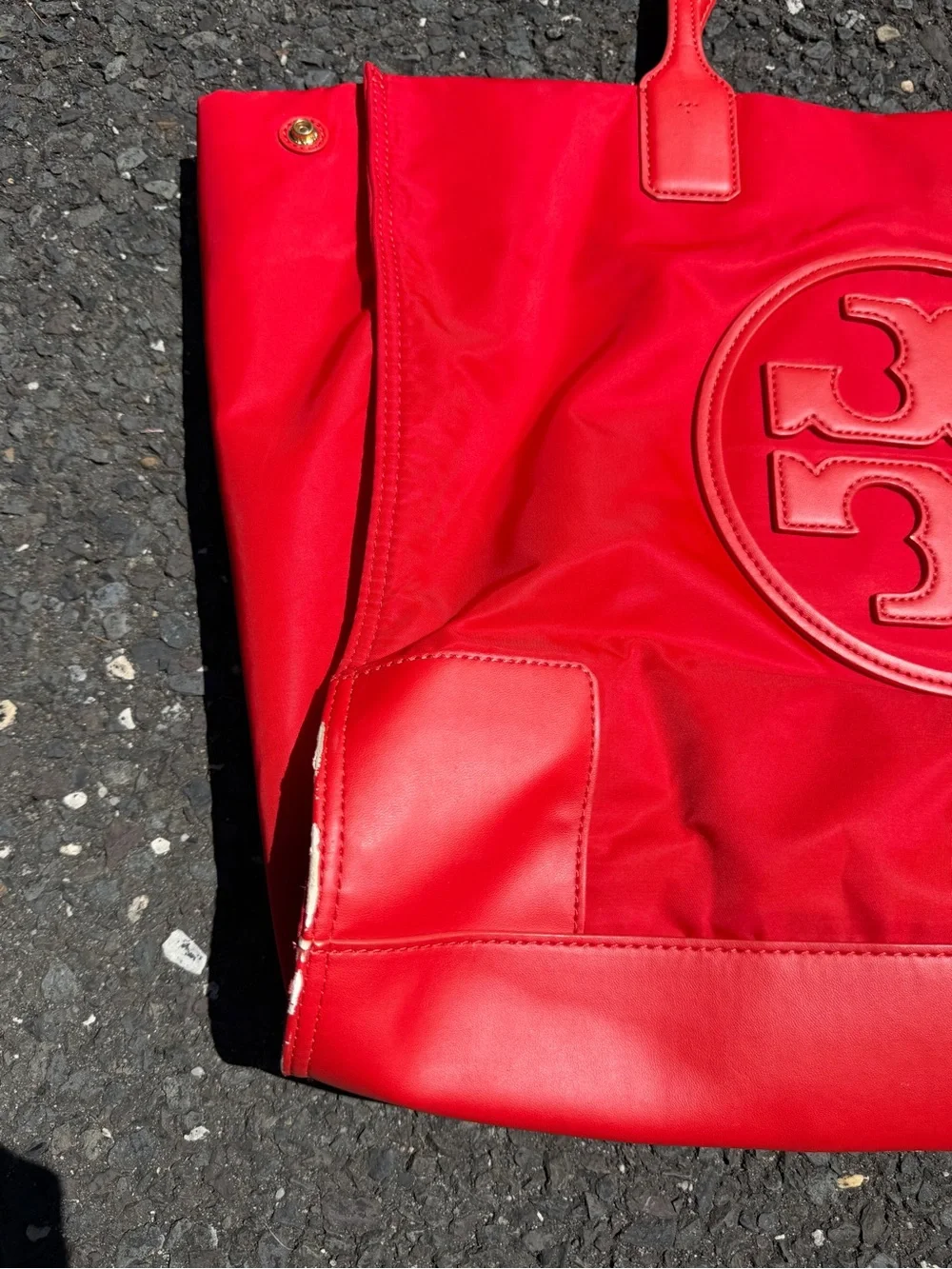 Tory Burch Ella Red Nylon Logo Tote